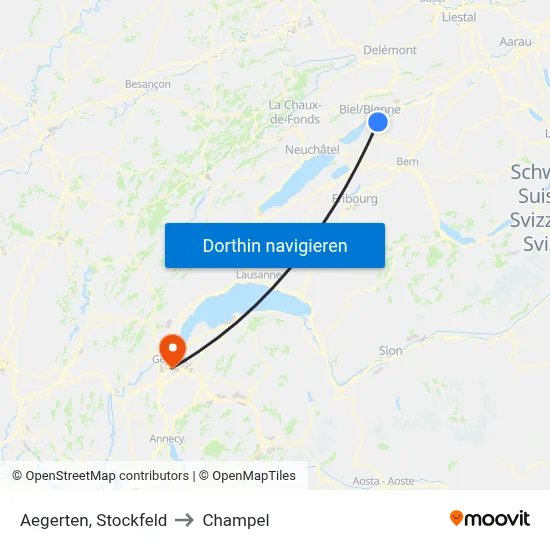Aegerten, Stockfeld to Champel map