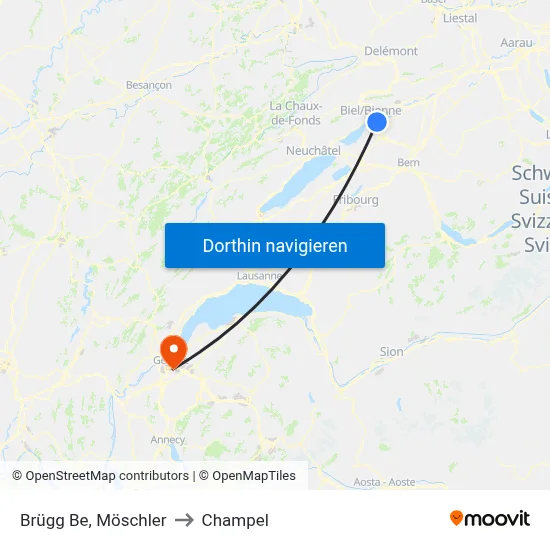 Brügg Be, Möschler to Champel map