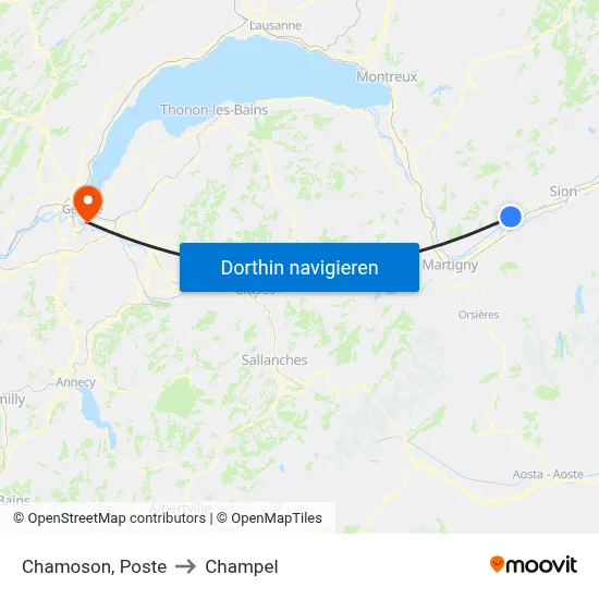 Chamoson, Poste to Champel map