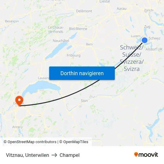 Vitznau, Unterwilen to Champel map