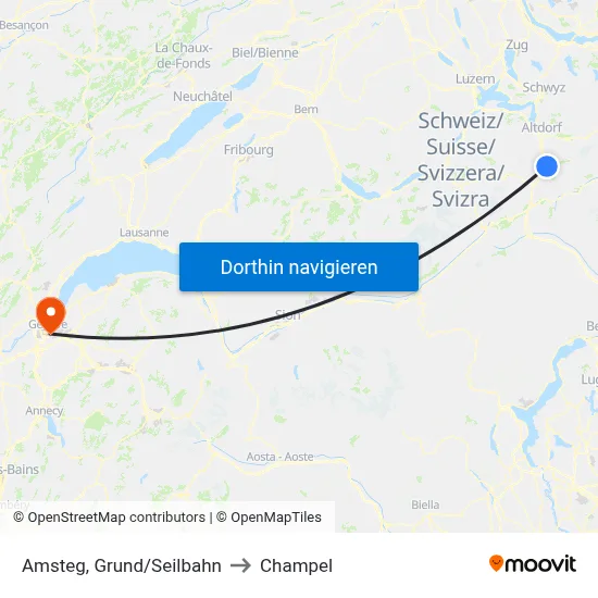 Amsteg, Grund/Seilbahn to Champel map