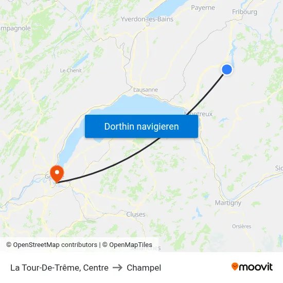 La Tour-De-Trême, Centre to Champel map