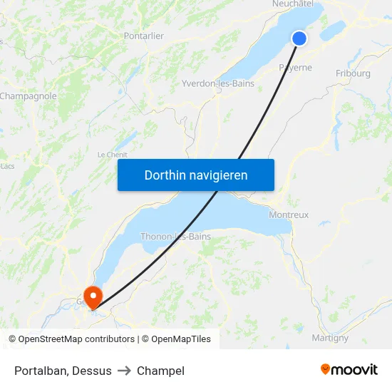 Portalban, Dessus to Champel map