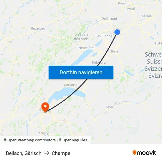Bellach, Gärisch to Champel map