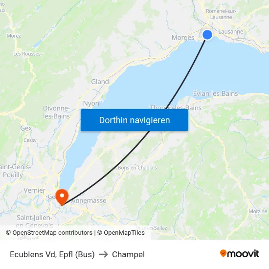 Ecublens Vd, Epfl (Bus) to Champel map