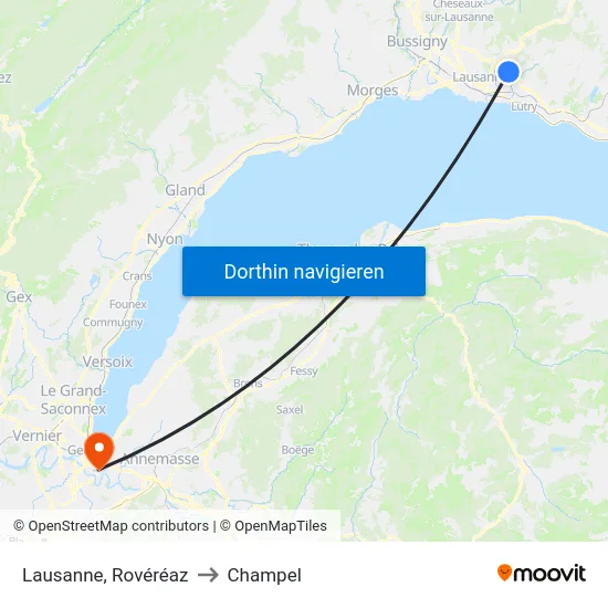 Lausanne, Rovéréaz to Champel map
