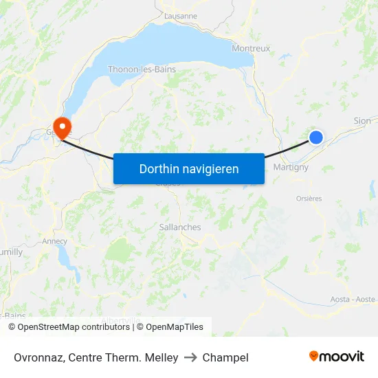 Ovronnaz, Centre Therm. Melley to Champel map