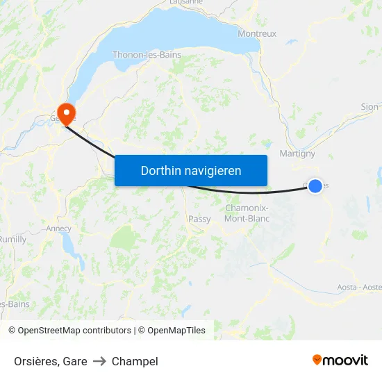 Orsières, Gare to Champel map
