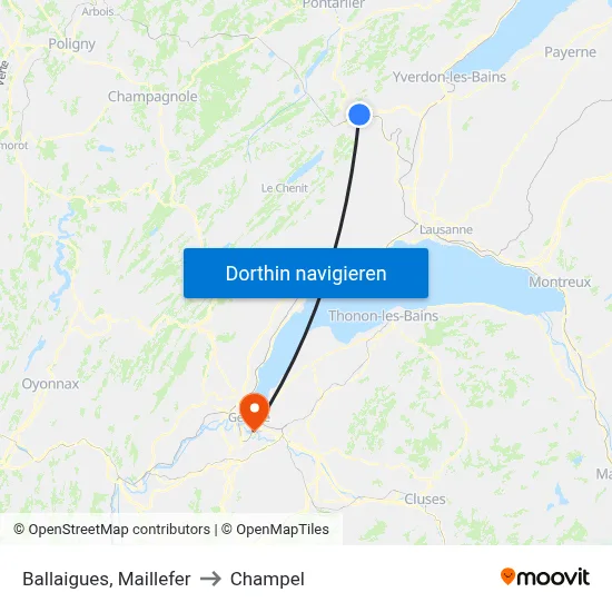 Ballaigues, Maillefer to Champel map