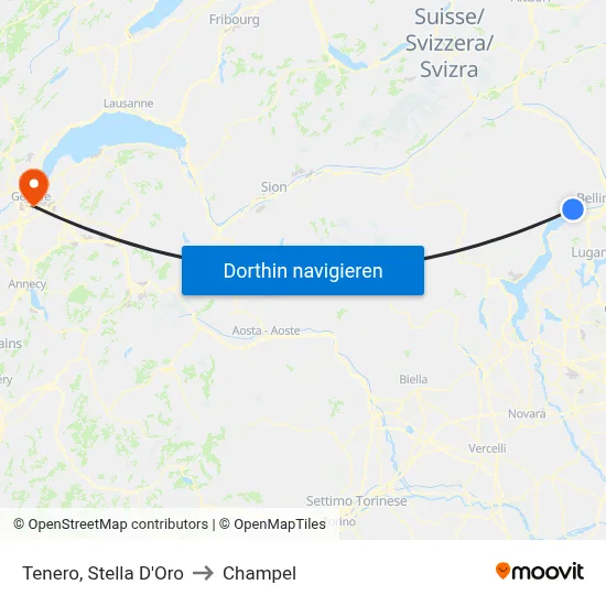 Tenero, Stella D'Oro to Champel map
