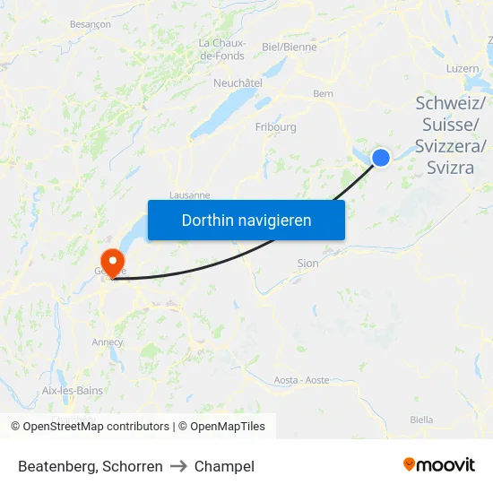 Beatenberg, Schorren to Champel map