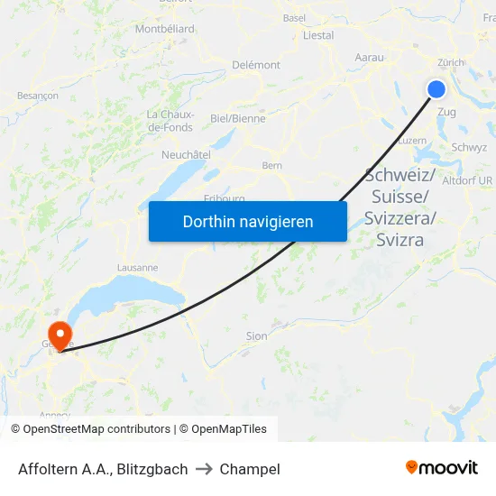 Affoltern A.A., Blitzgbach to Champel map