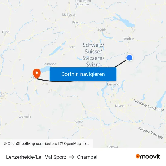 Lenzerheide/Lai, Val Sporz to Champel map