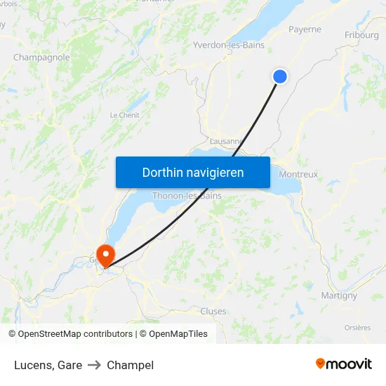 Lucens, Gare to Champel map