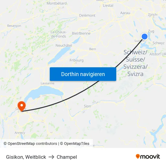 Gisikon, Weitblick to Champel map