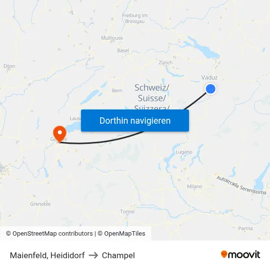 Maienfeld, Heididorf to Champel map