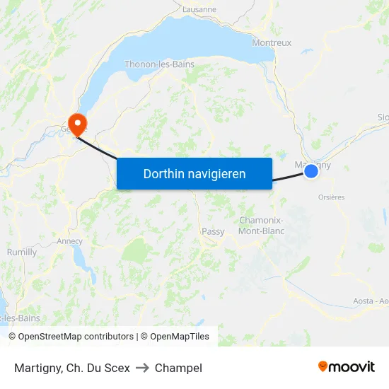 Martigny, Ch. Du Scex to Champel map