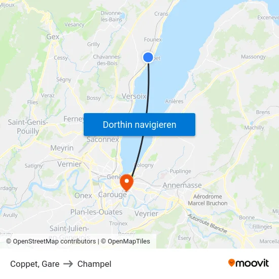 Coppet, Gare to Champel map