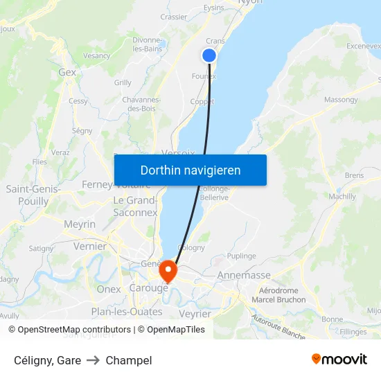 Céligny, Gare to Champel map