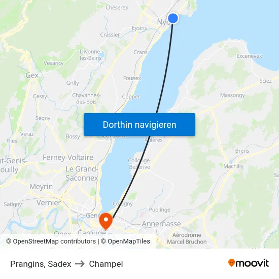Prangins, Sadex to Champel map