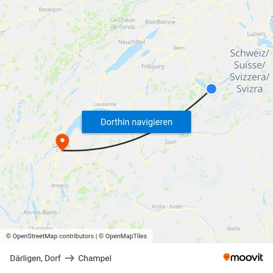 Därligen, Dorf to Champel map
