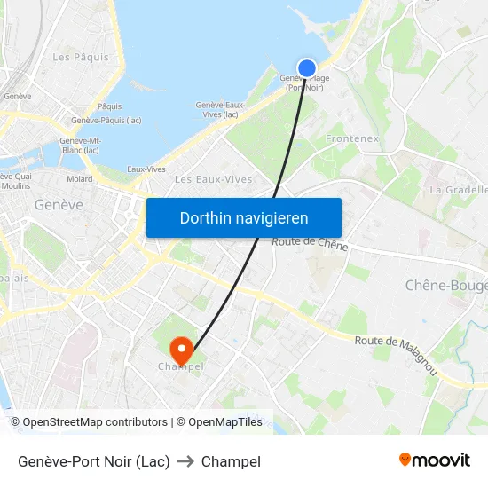 Genève-Port Noir (Lac) to Champel map