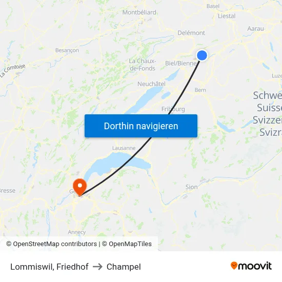 Lommiswil, Friedhof to Champel map