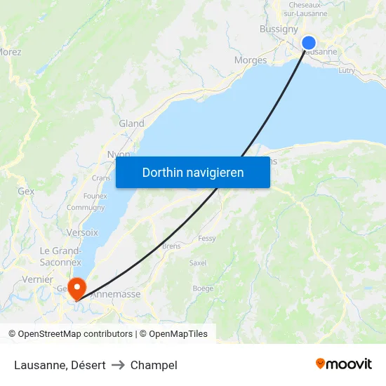 Lausanne, Désert to Champel map