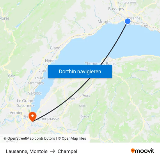Lausanne, Montoie to Champel map