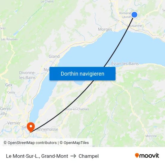 Le Mont-Sur-L., Grand-Mont to Champel map