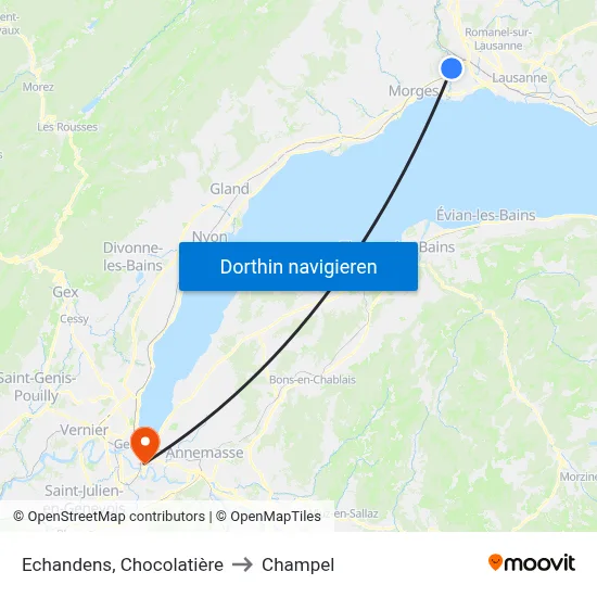 Echandens, Chocolatière to Champel map