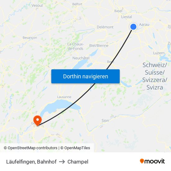 Läufelfingen, Bahnhof to Champel map