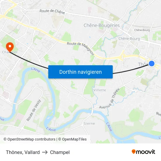 Thônex, Vallard to Champel map