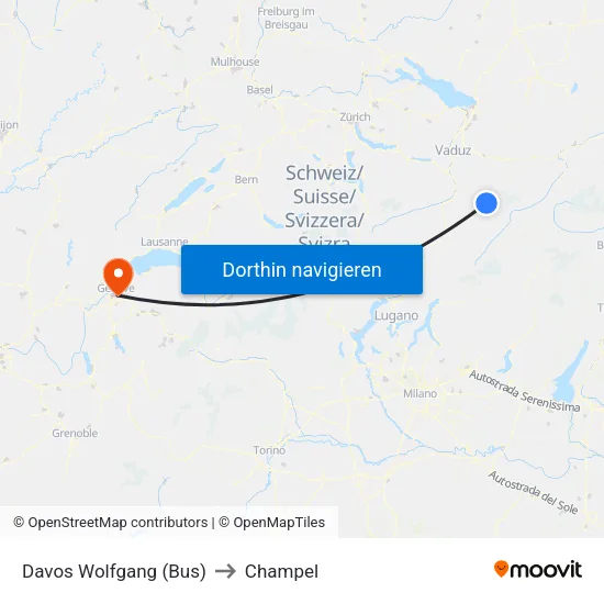 Davos Wolfgang (Bus) to Champel map