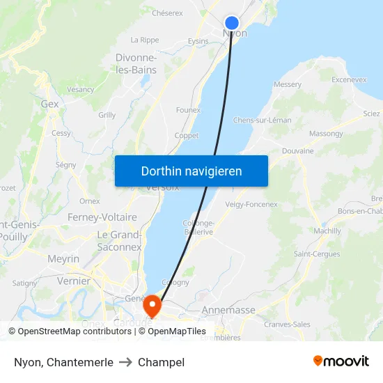 Nyon, Chantemerle to Champel map