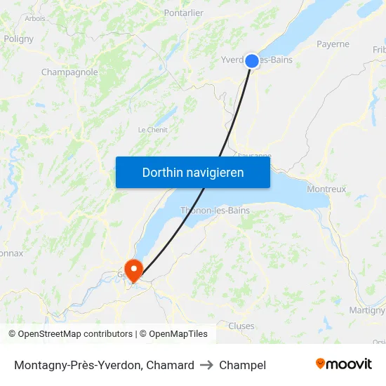Montagny-Près-Yverdon, Chamard to Champel map