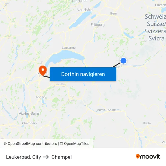 Leukerbad, City to Champel map