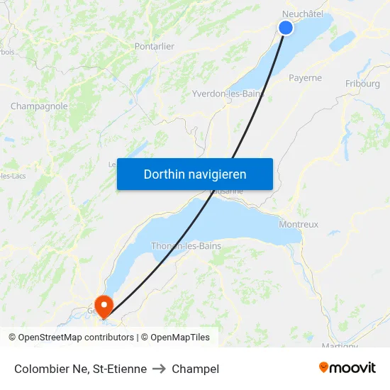Colombier Ne, St-Etienne to Champel map