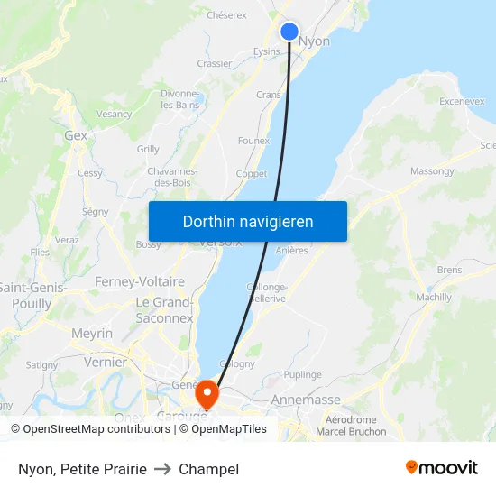 Nyon, Petite Prairie to Champel map