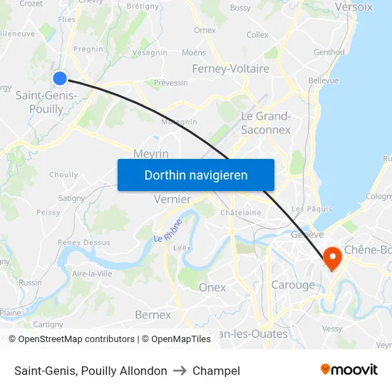Saint-Genis, Pouilly Allondon to Champel map