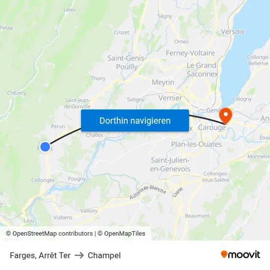 Farges, Arrêt Ter to Champel map