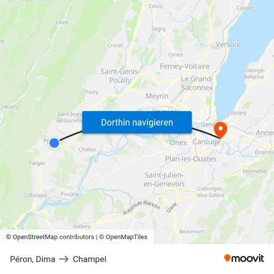 Péron, Dima to Champel map