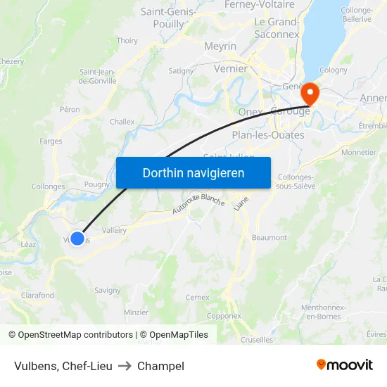 Vulbens, Chef-Lieu to Champel map