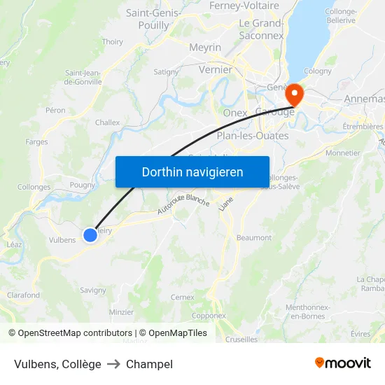 Vulbens, Collège to Champel map