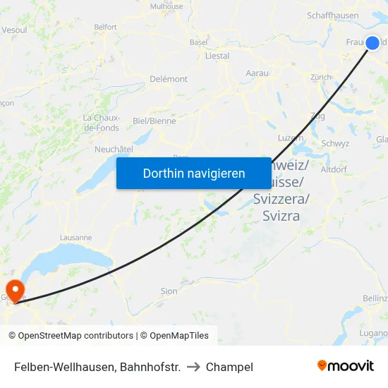 Felben-Wellhausen, Bahnhofstr. to Champel map