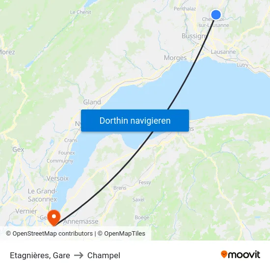 Etagnières, Village to Champel map