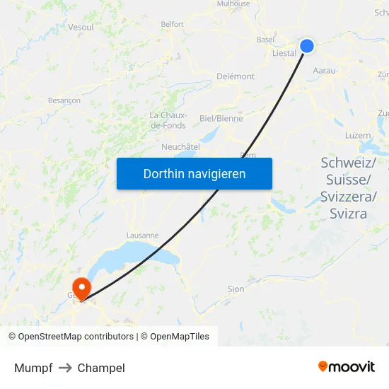 Mumpf to Champel map