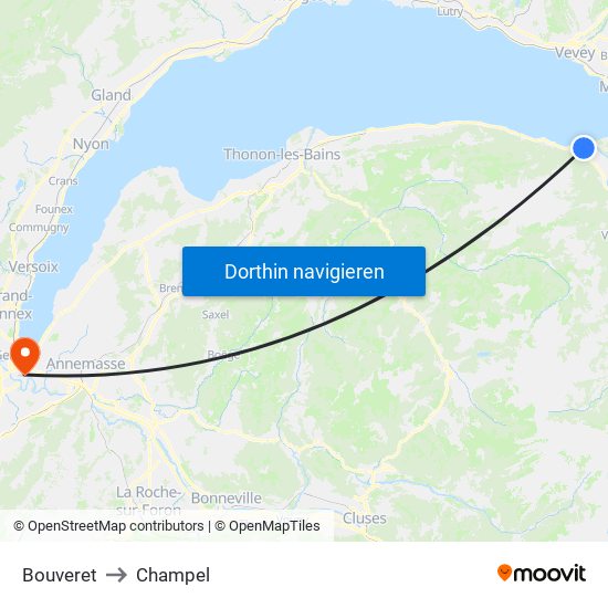 Bouveret to Champel map