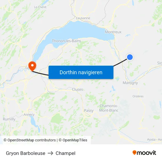 Gryon Barboleuse to Champel map