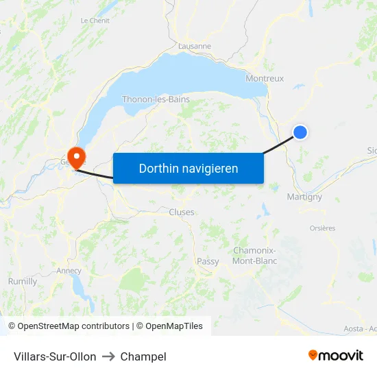 Villars-Sur-Ollon to Champel map